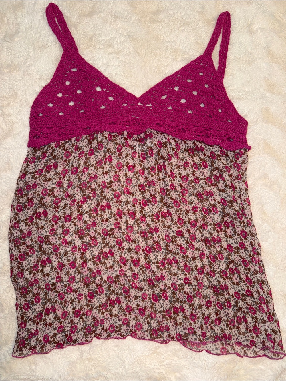 intimissimi Fuchsia Crochet-Trim Floral Camisole